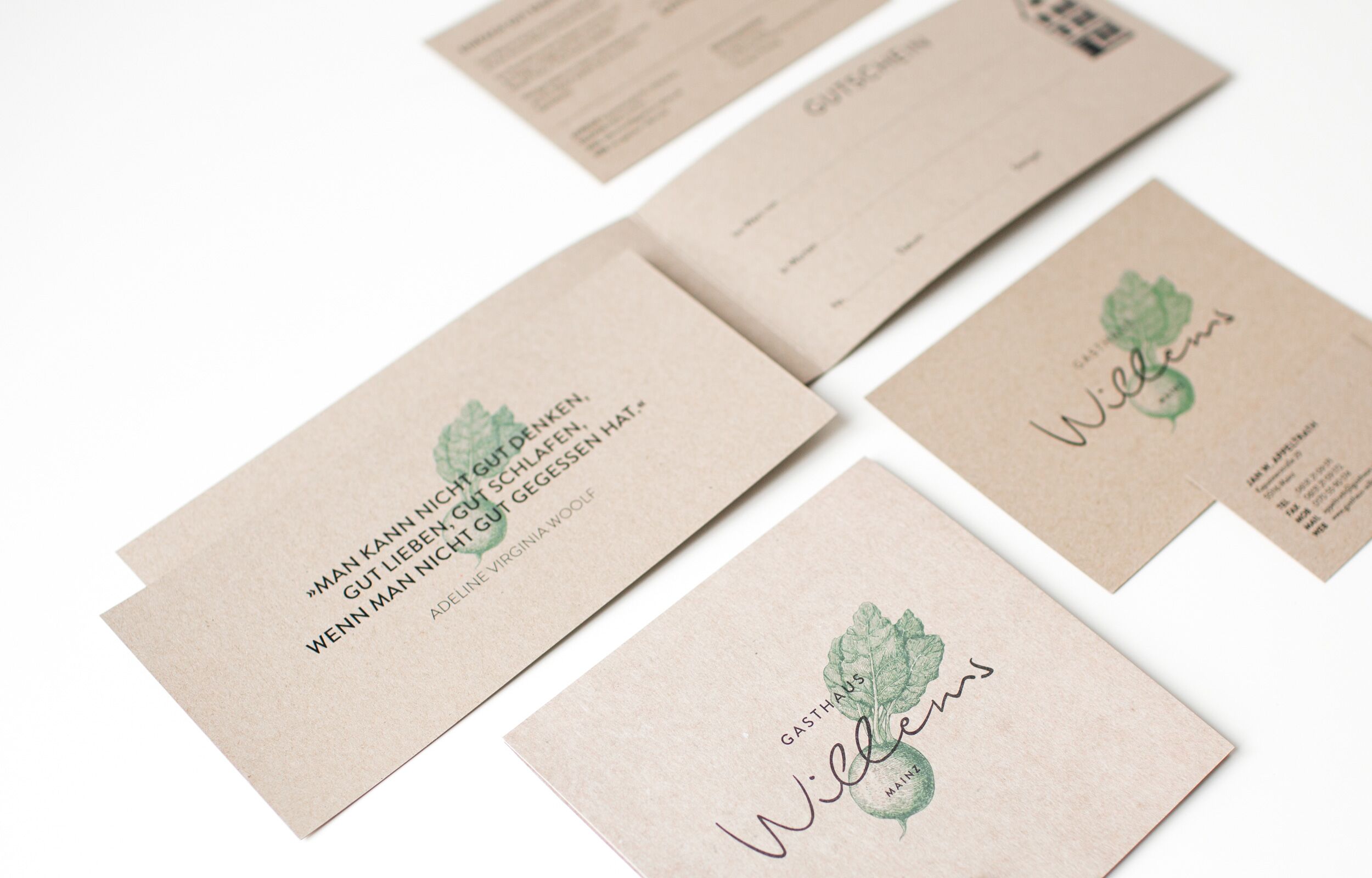 Gasthaus Willems - Webseite \ Menü \ Flyer \ Jutebeutel